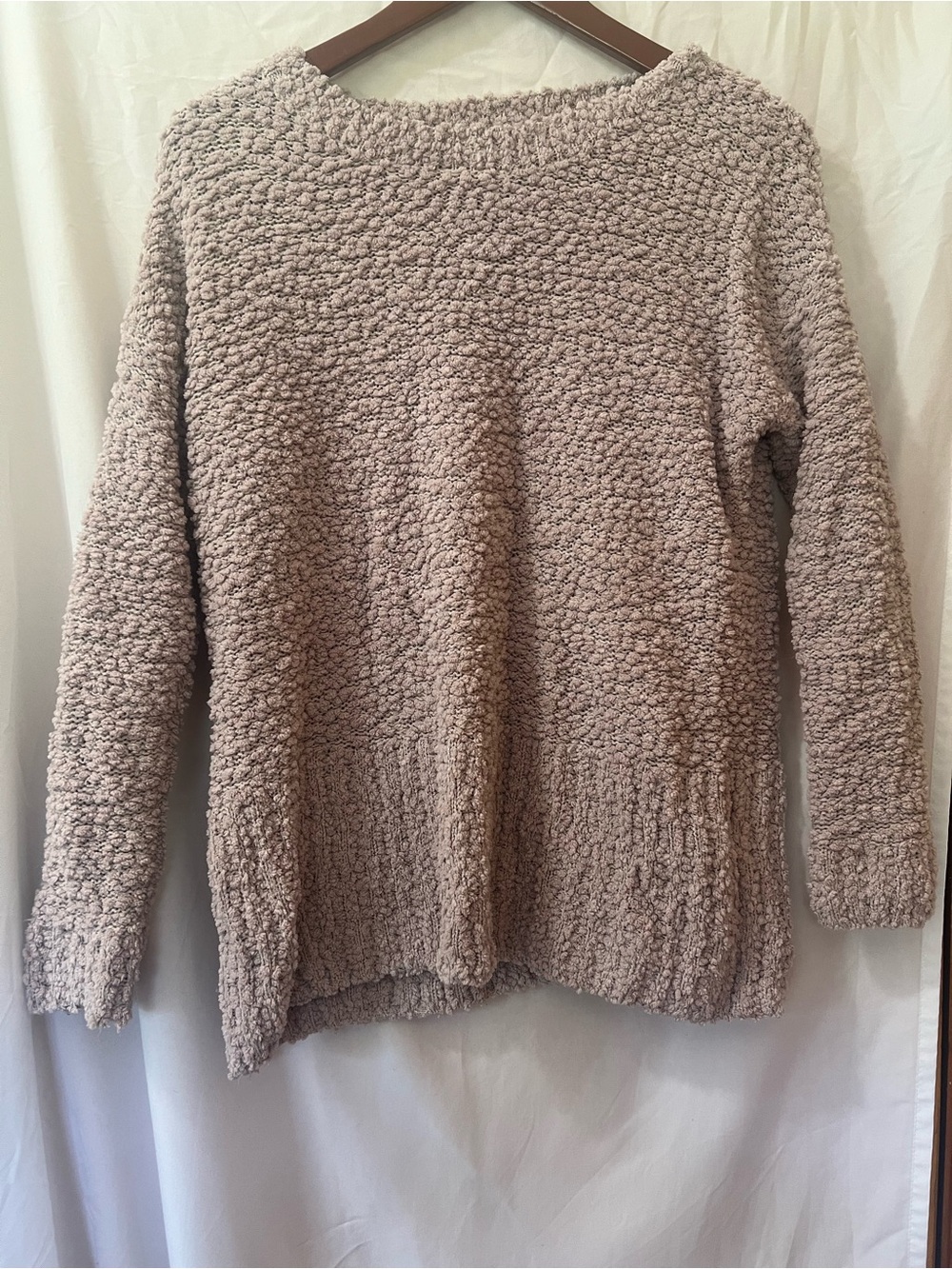 mittoshop Popcorn Knit Scoop Neck Sweater in Taupe
